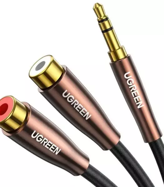 UGREEN AV194 Câble mâle 3.5mm Jack vers 2x femelle RCA (Cinch) 0.25m